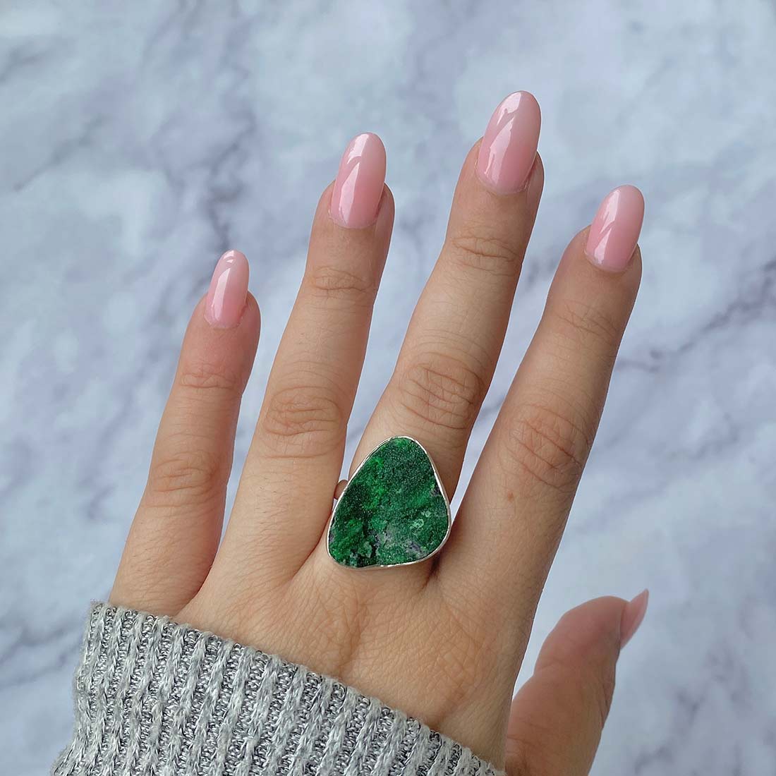 Uvarovite Druzy Adjustable Ring-(UVR-R-19.)