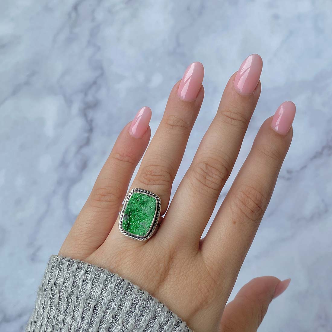 Uvarovite Druzy Ring-(UVR-R-20.)