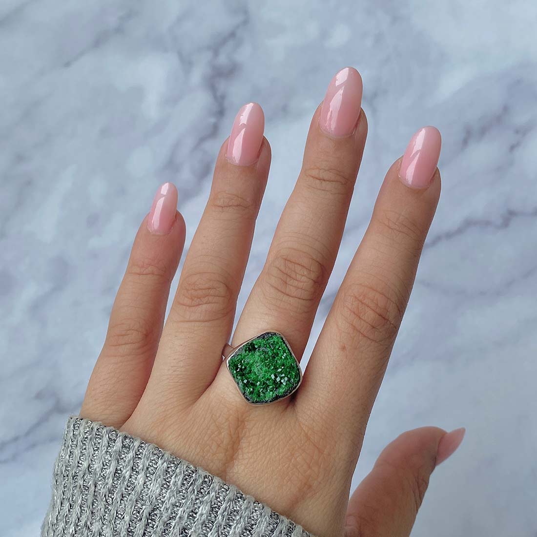 Uvarovite Druzy Ring-(UVR-R-22.)