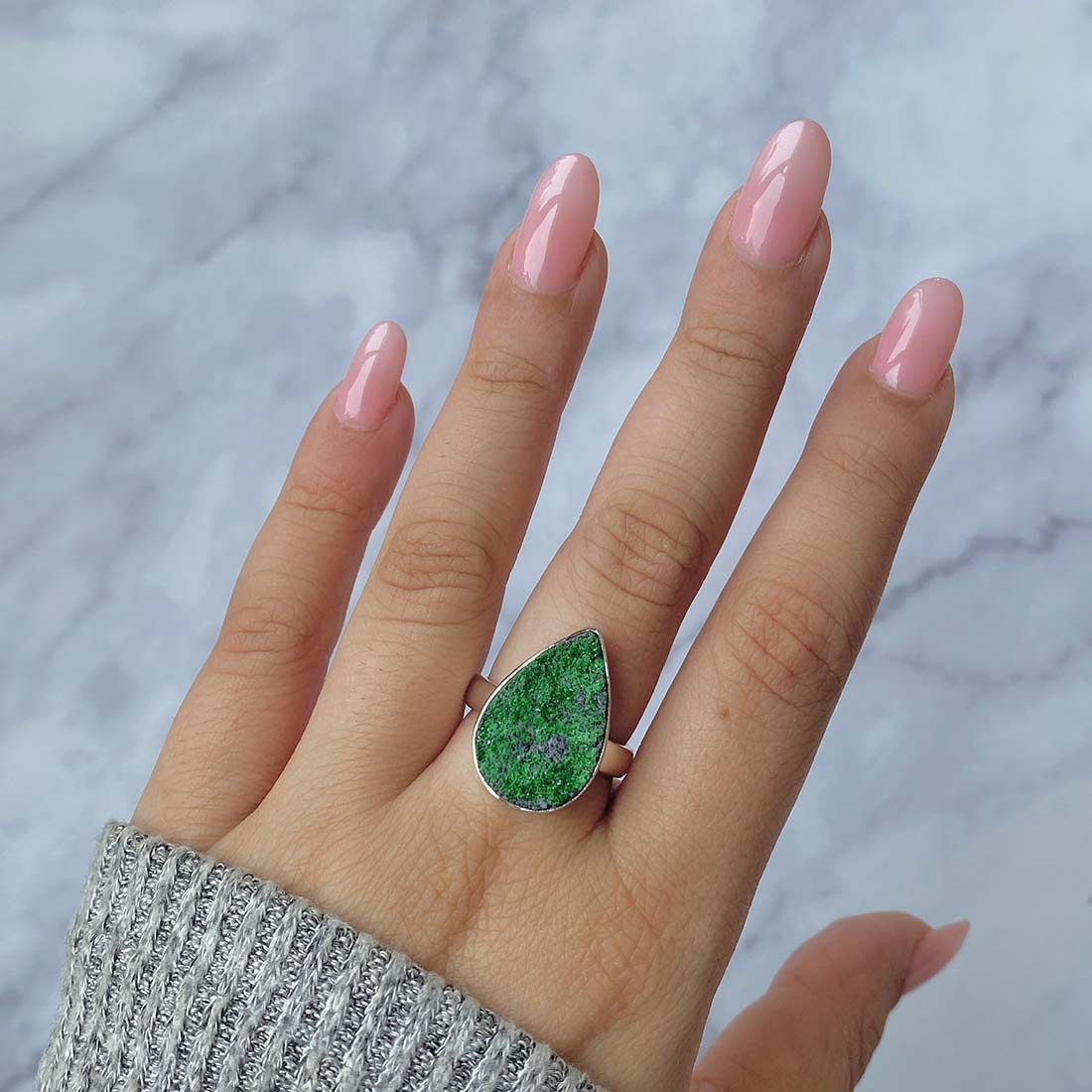 Uvarovite Druzy Ring-(UVR-R-23.)