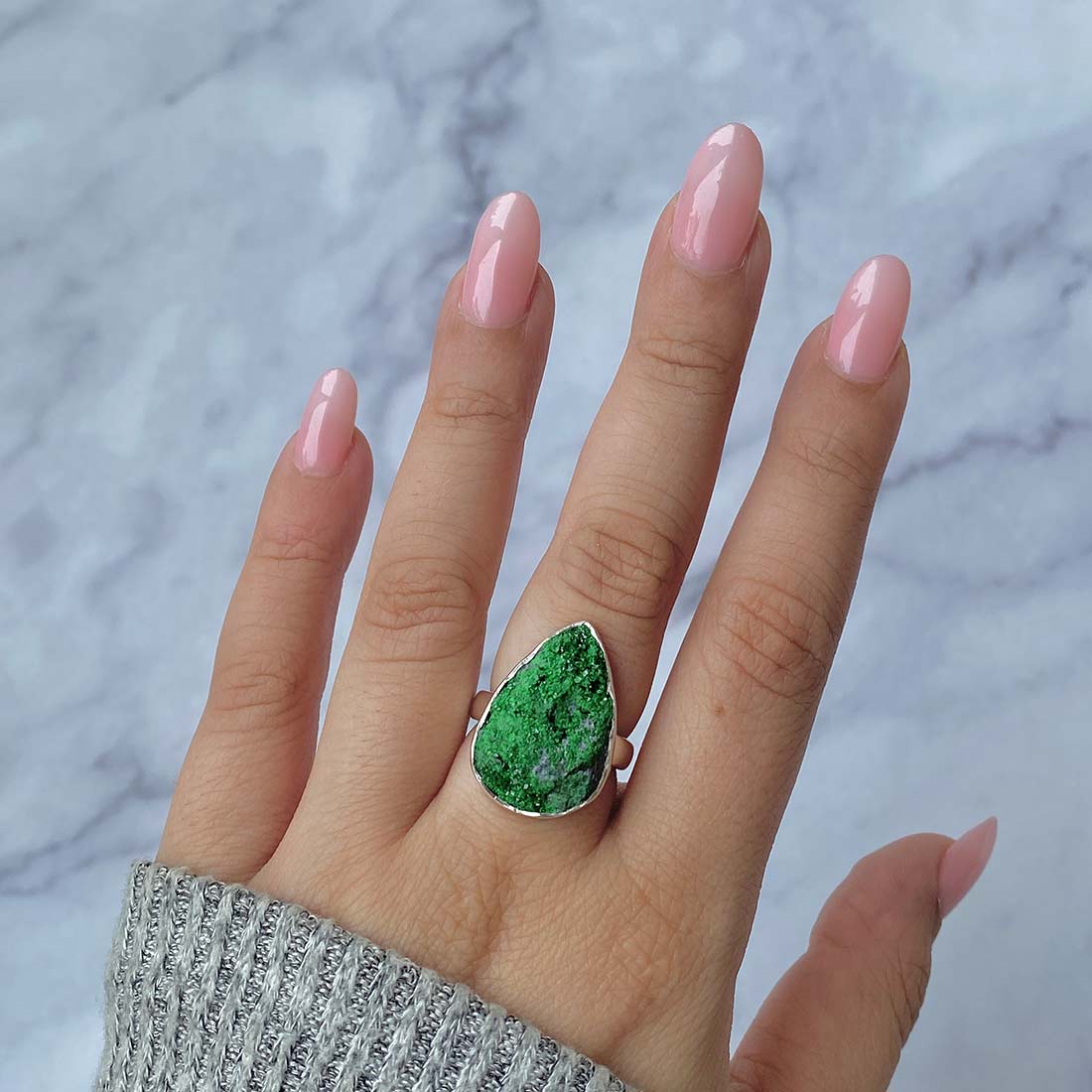 Uvarovite Druzy Ring-(UVR-R-24.)