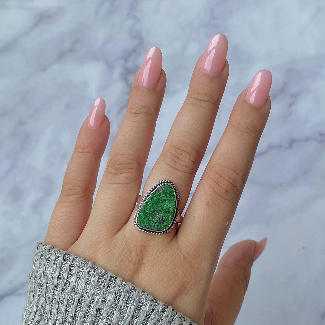 Uvarovite Druzy Ring-(UVR-R-31.)