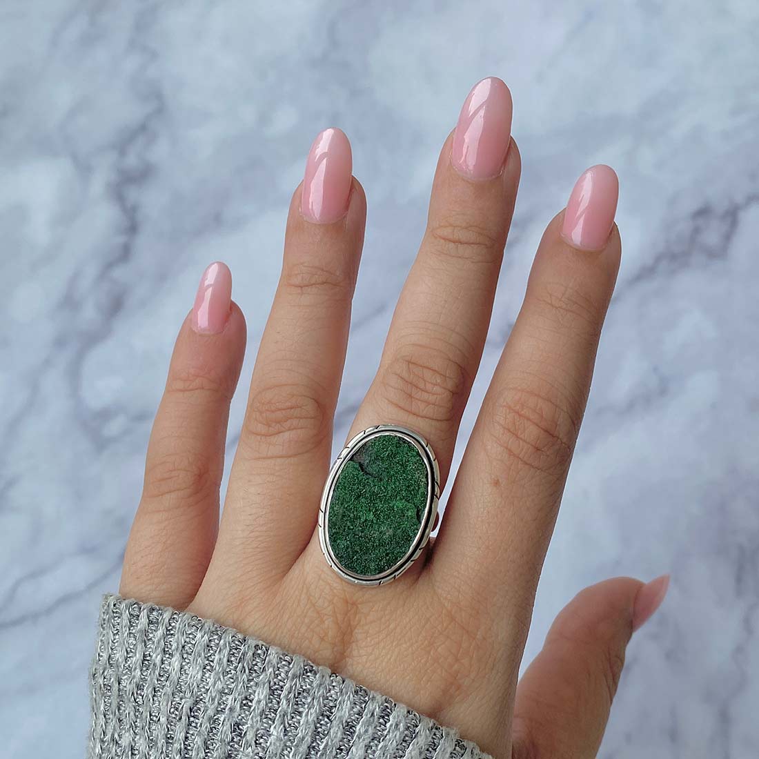 Uvarovite Druzy Ring-(UVR-R-32.)