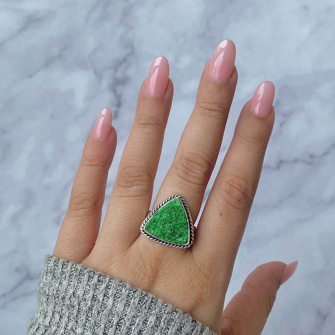 Uvarovite Druzy Ring-(UVR-R-33.)