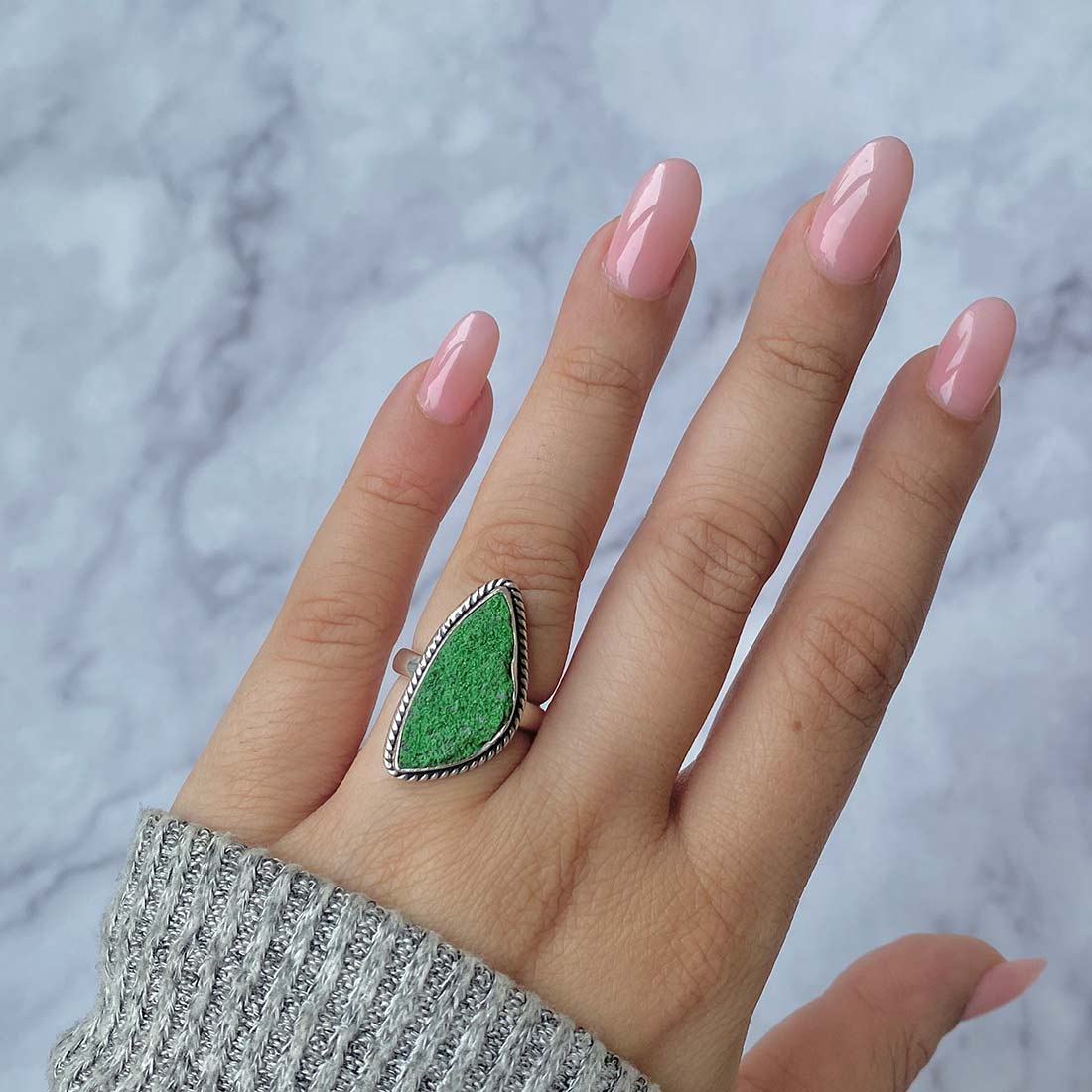 Uvarovite Druzy Ring-(UVR-R-35.)