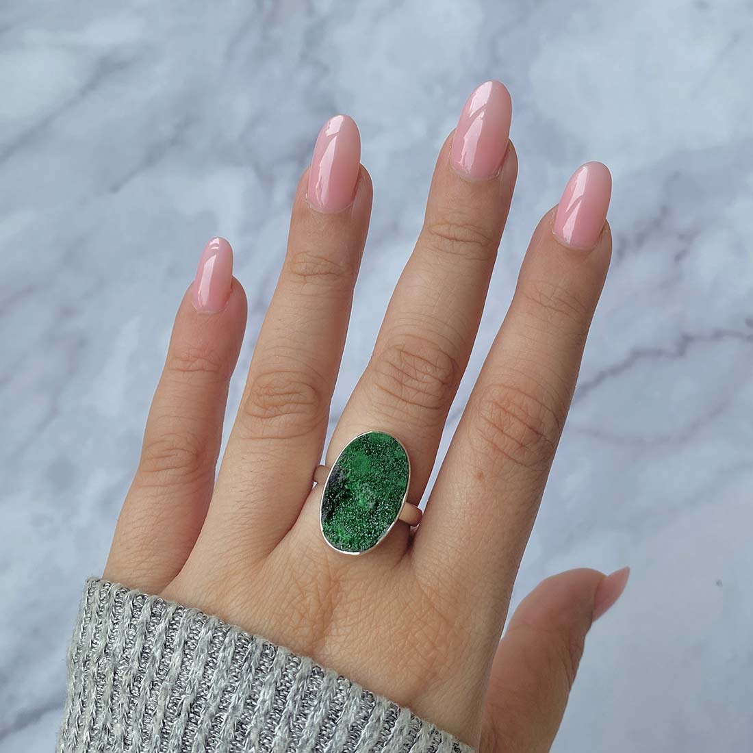 Uvarovite Druzy Ring-(UVR-R-38.)