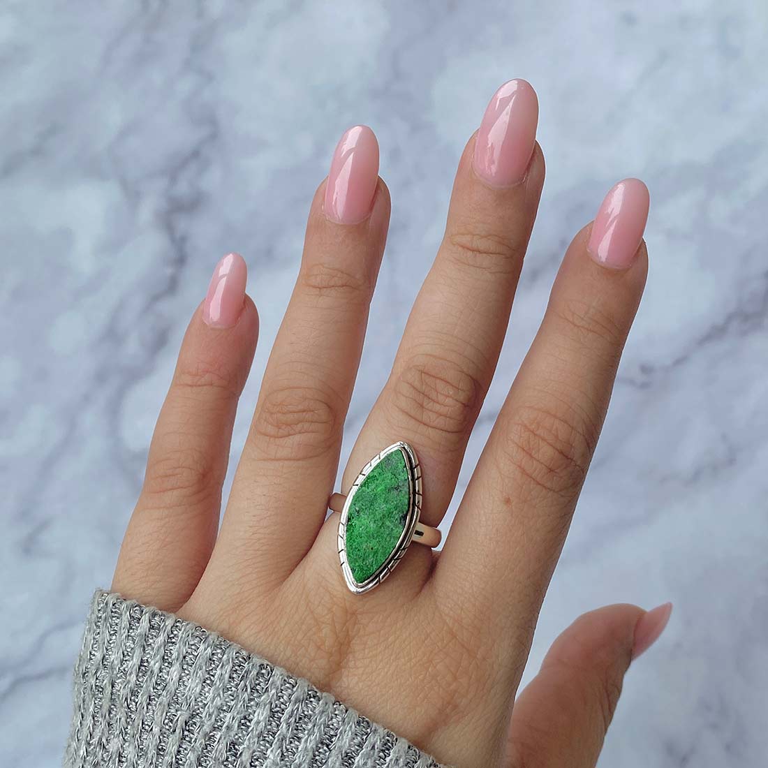 Uvarovite Druzy Ring-(UVR-R-39.)