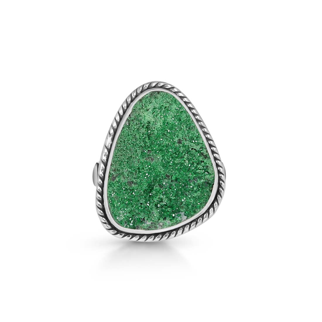 Uvarovite Druzy Adjustable Ring-(UVR-R-40.)