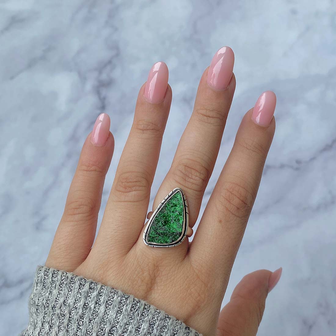 Uvarovite Druzy Ring-(UVR-R-41.)