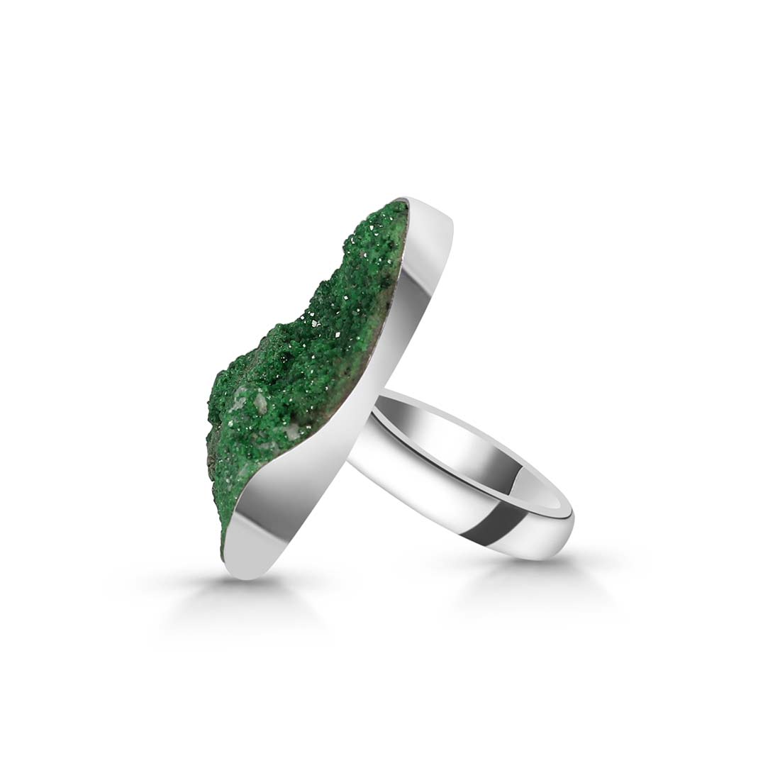 Uvarovite Druzy Adjustable Ring-(UVR-R-45.)