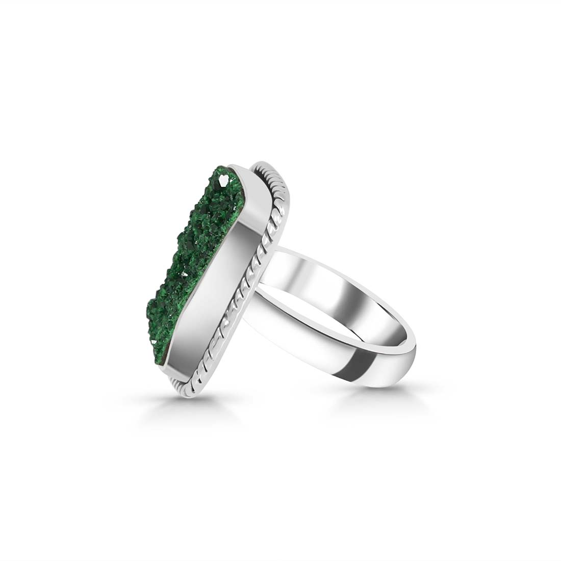 Uvarovite Druzy Adjustable Ring-(UVR-R-47.)