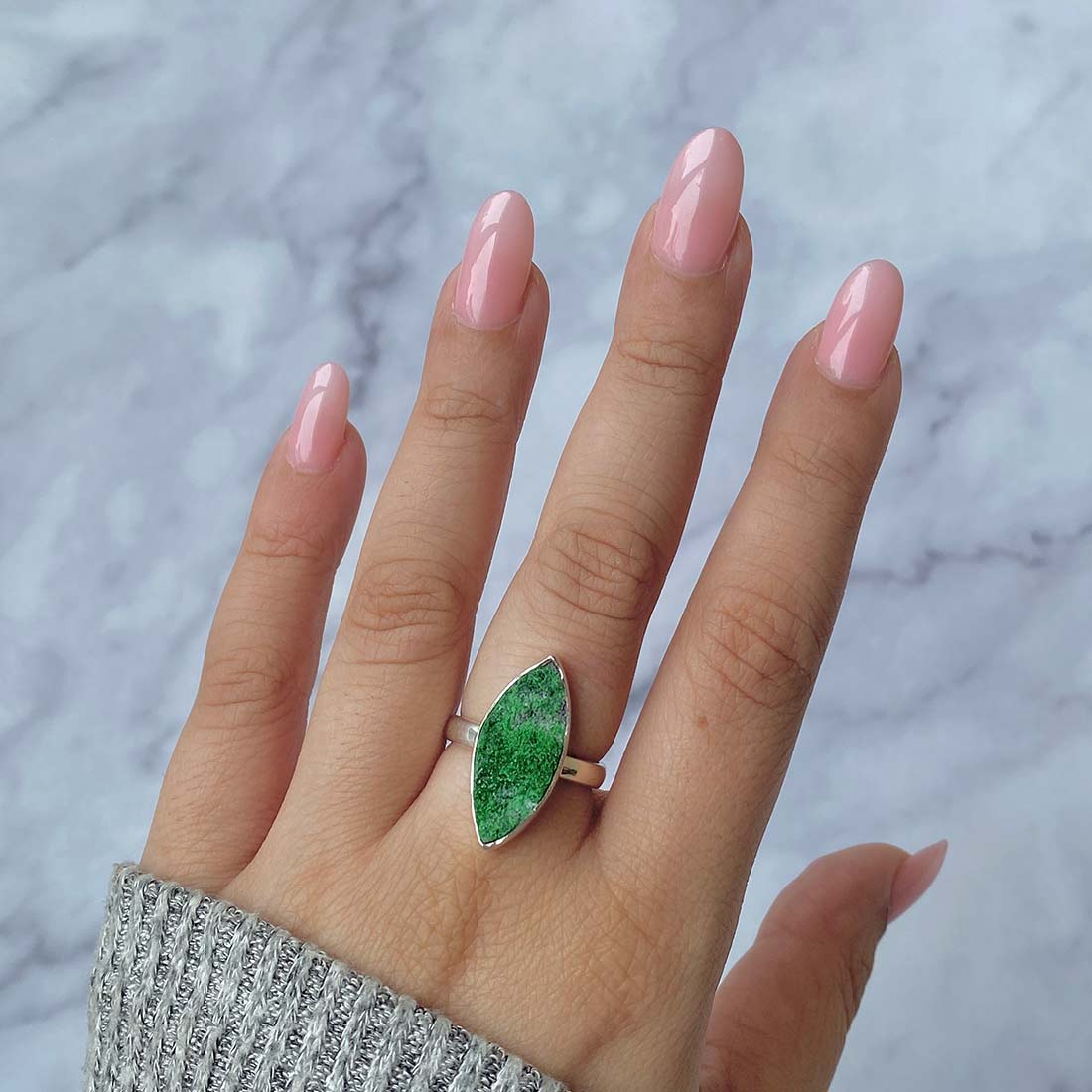 Uvarovite Druzy Adjustable Ring-(UVR-R-48.)