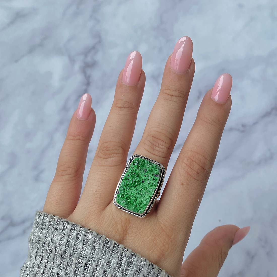 Uvarovite Druzy Ring-(UVR-R-49.)