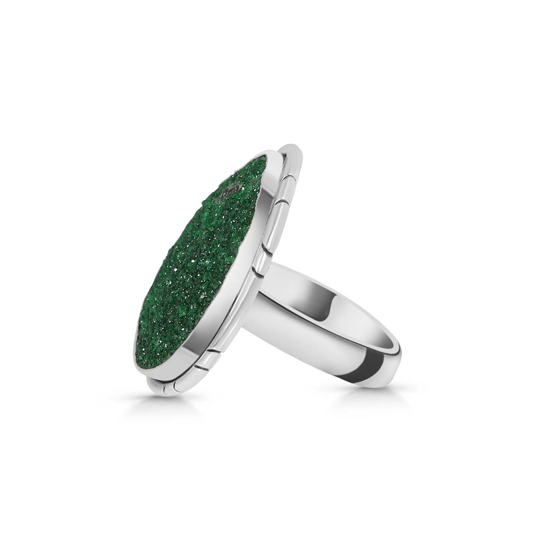 Uvarovite Druzy Adjustable Ring-(UVR-R-51.)