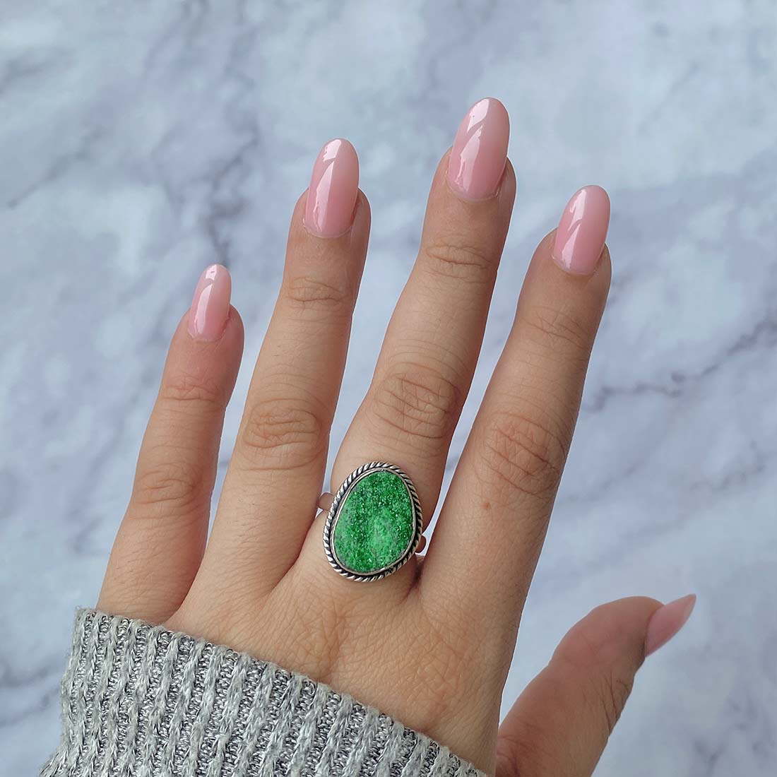 Uvarovite Druzy Ring-(UVR-R-53.)