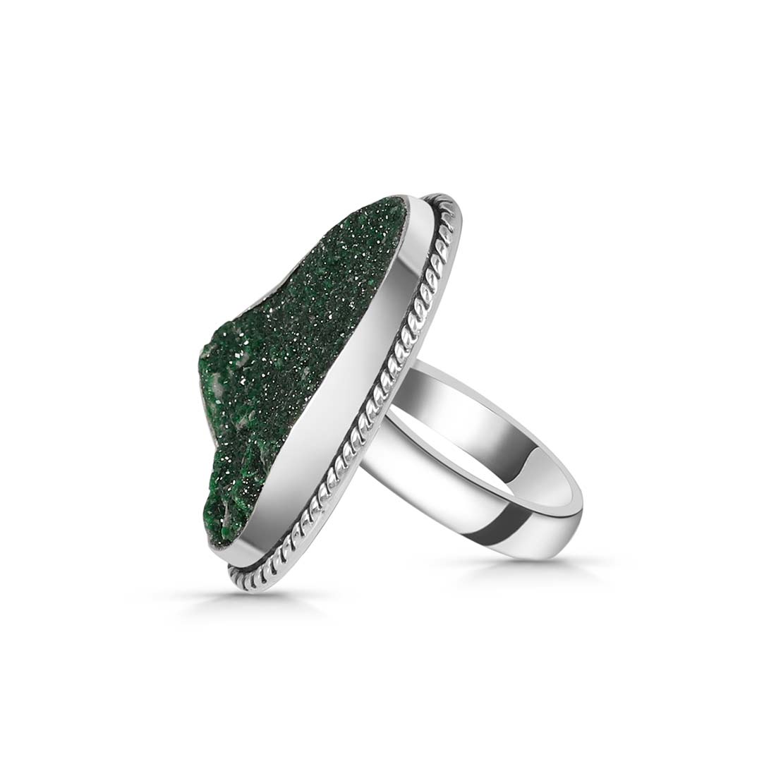 Uvarovite Druzy Adjustable Ring-(UVR-R-54.)