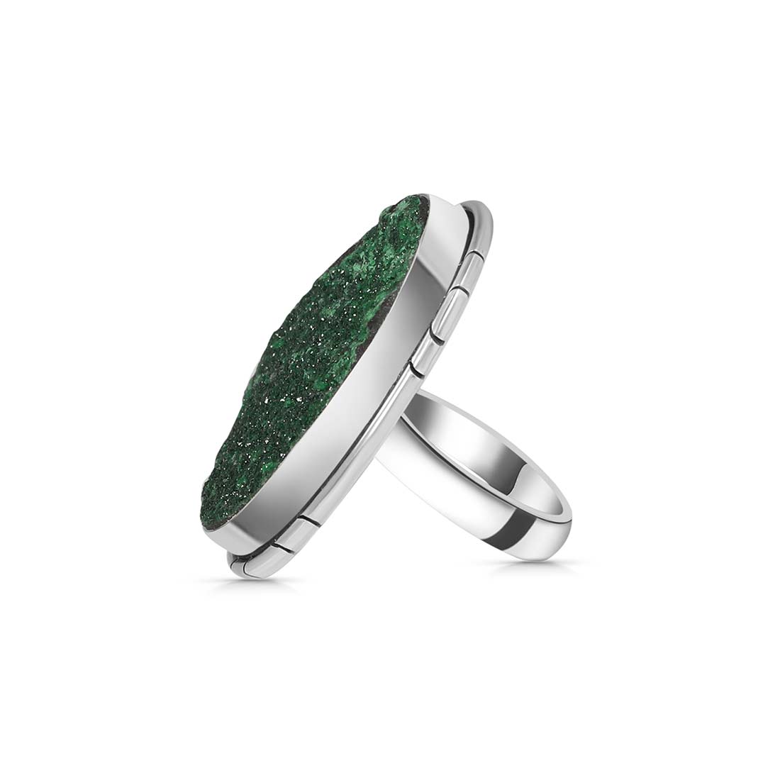 Uvarovite Druzy Adjustable Ring-(UVR-R-56.)