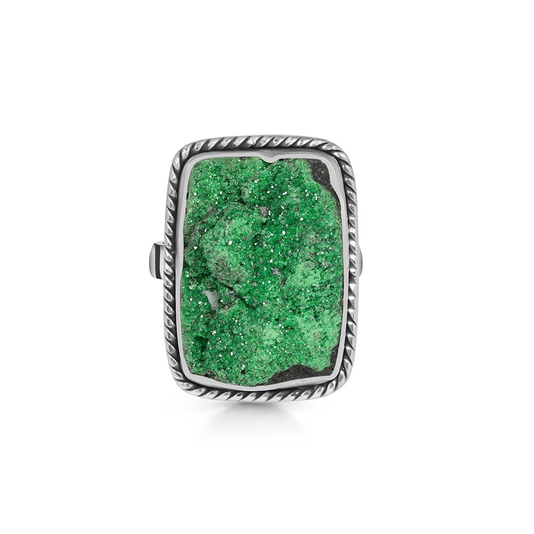 Uvarovite Druzy Adjustable Ring-(UVR-R-57.)