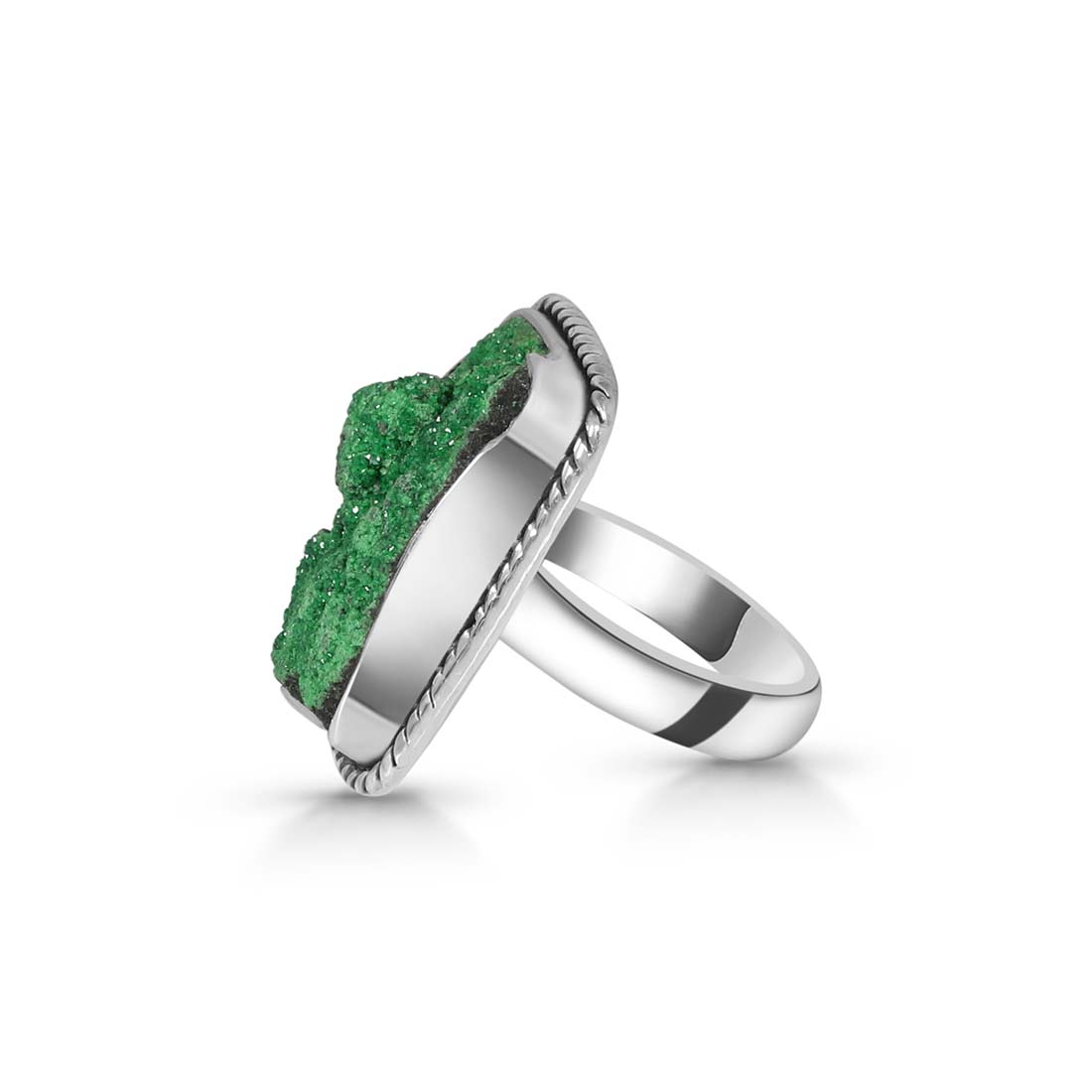 Uvarovite Druzy Adjustable Ring-(UVR-R-57.)