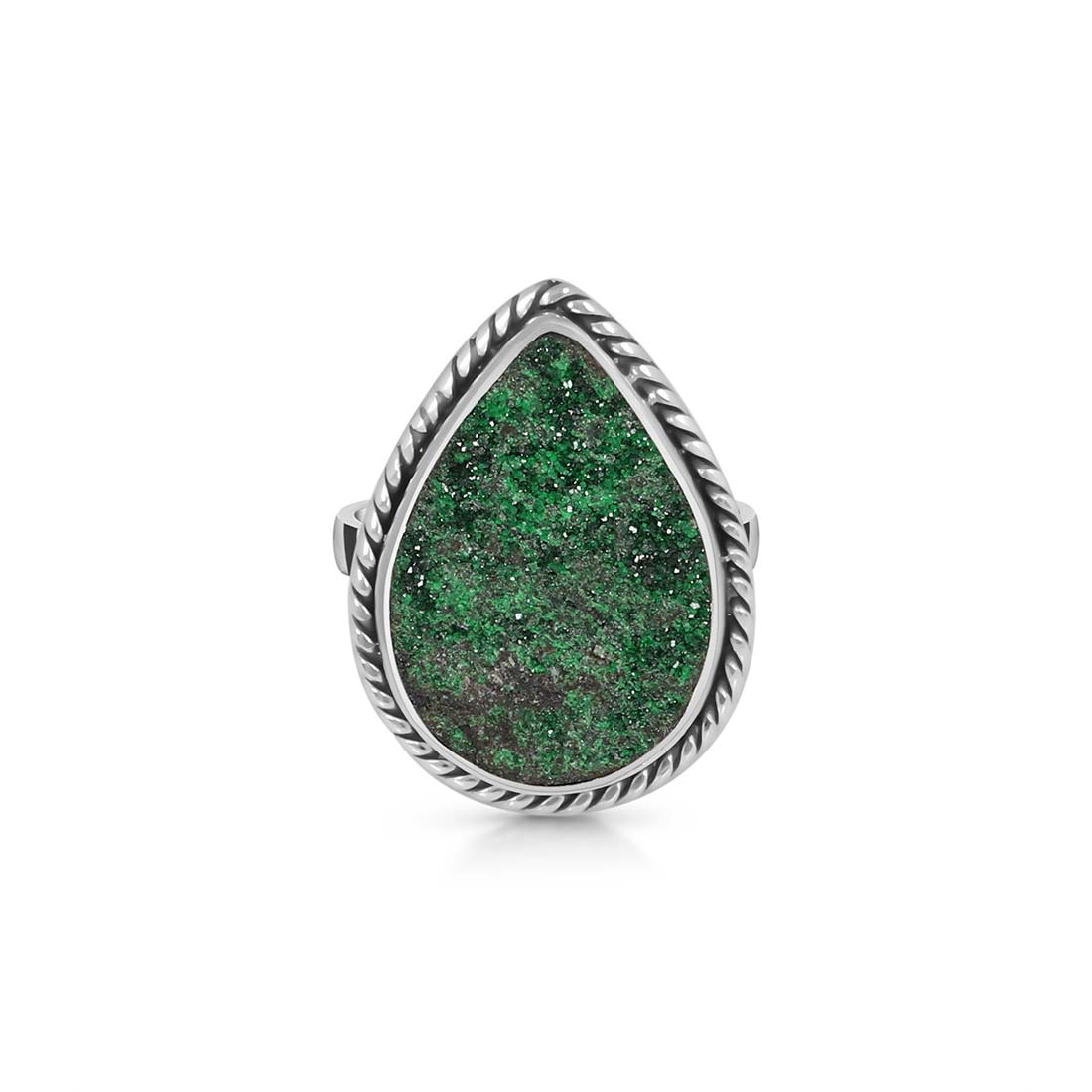 Uvarovite Druzy Adjustable Ring-(UVR-R-58.)