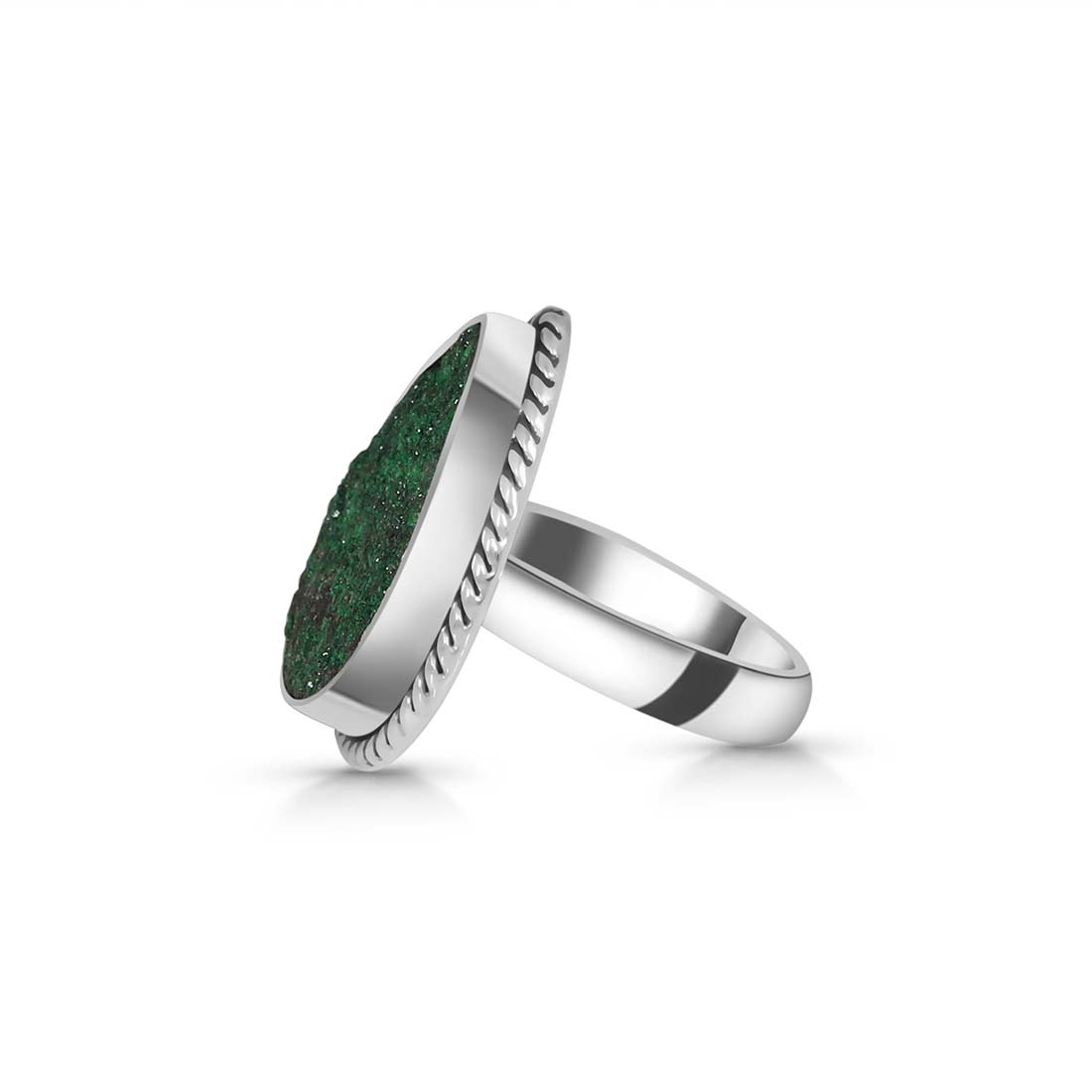 Uvarovite Druzy Adjustable Ring-(UVR-R-58.)