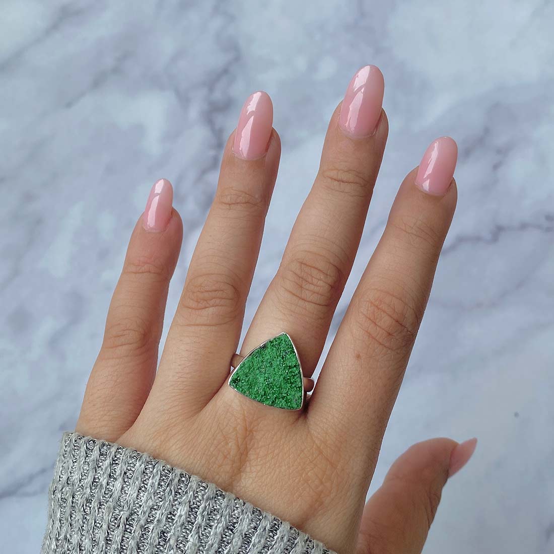 Uvarovite Druzy Ring-(UVR-R-7.)