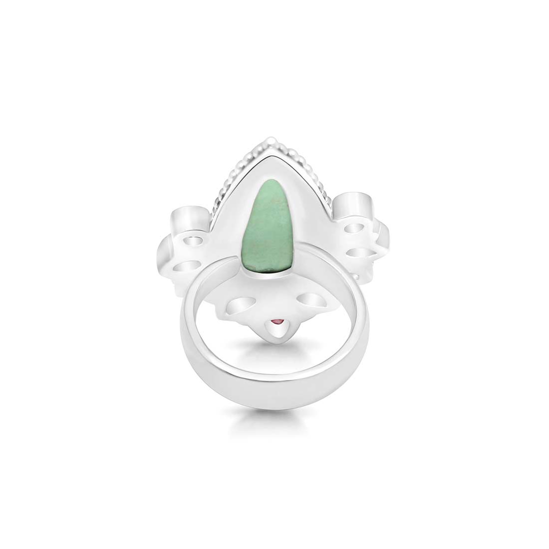 Variscite, Tourmaline And Peridot Flower Adjustable Ring-(VRC-CLS-3.)