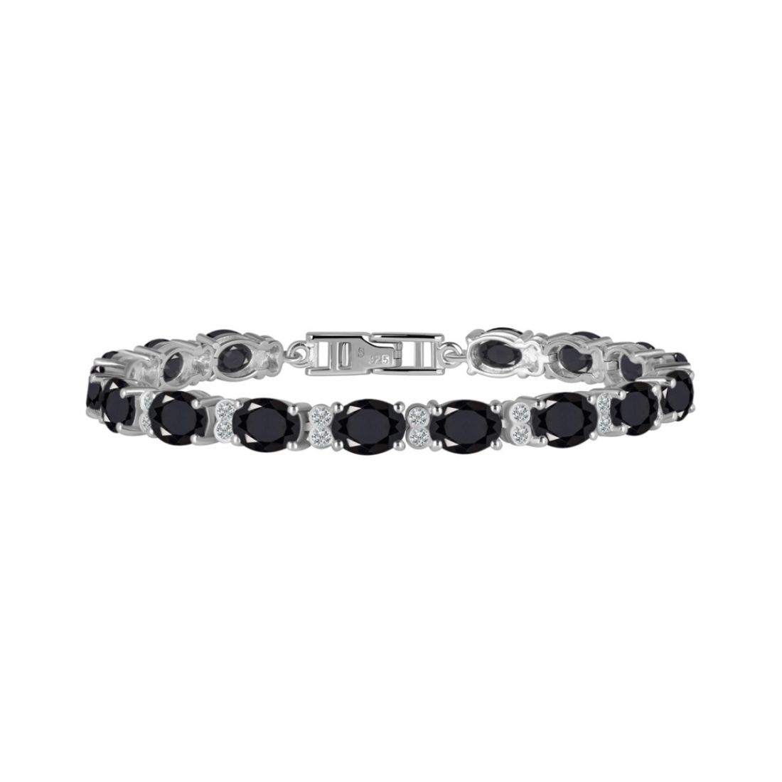 Black Tourmaline & White Topaz Bracelet-(BLS-SB-138.)