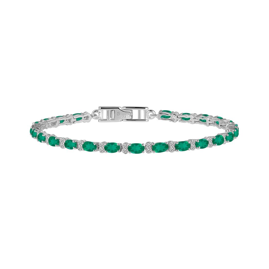 Green Onyx & White Topaz Bracelet-(GRO-SB-110.)