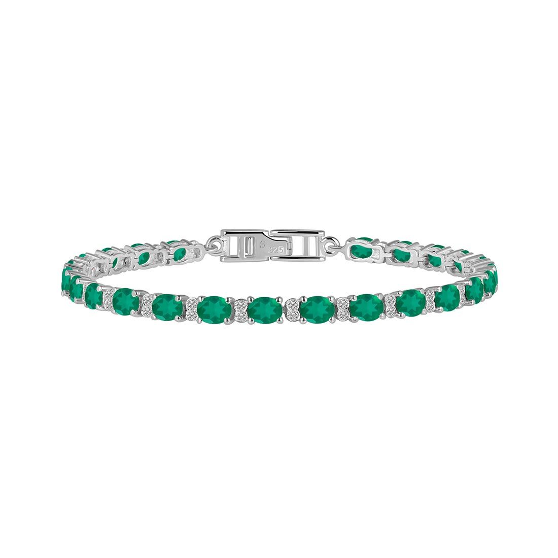 Green Onyx & White Topaz Bracelet-(GRO-SB-112.)