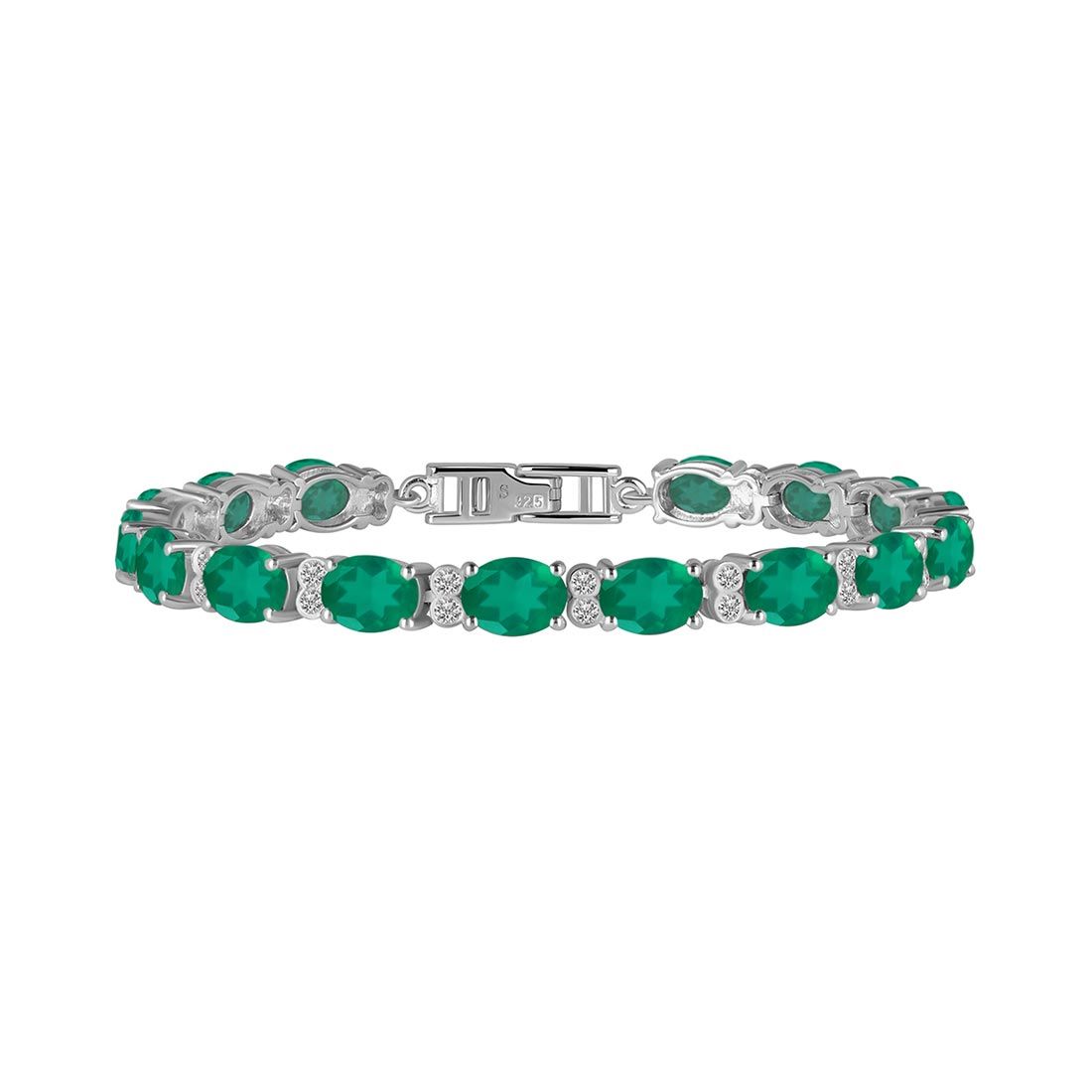 Green Onyx & White Topaz Bracelet-(GRO-SB-138.)