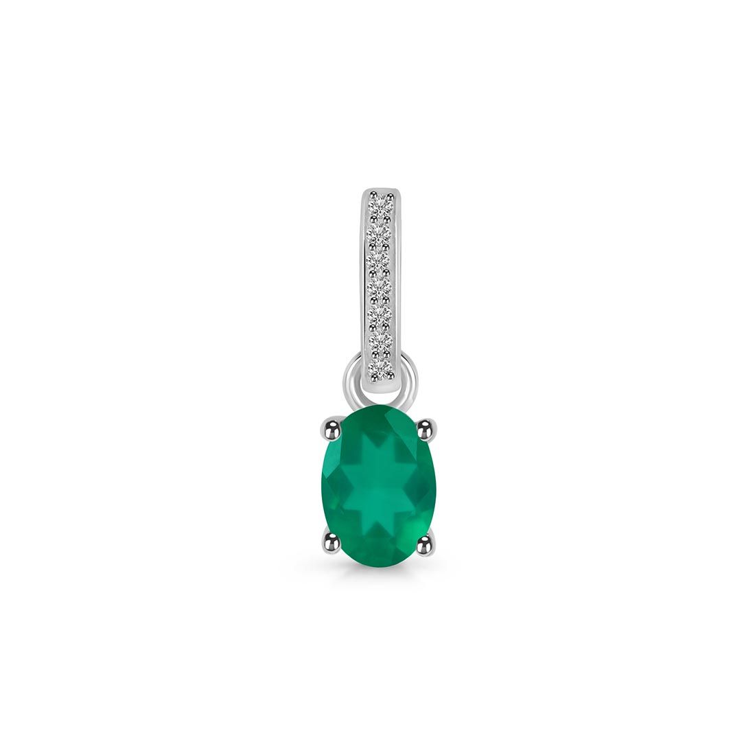 Green Onyx & White Topaz Pendant-(GRO-SP-915.)