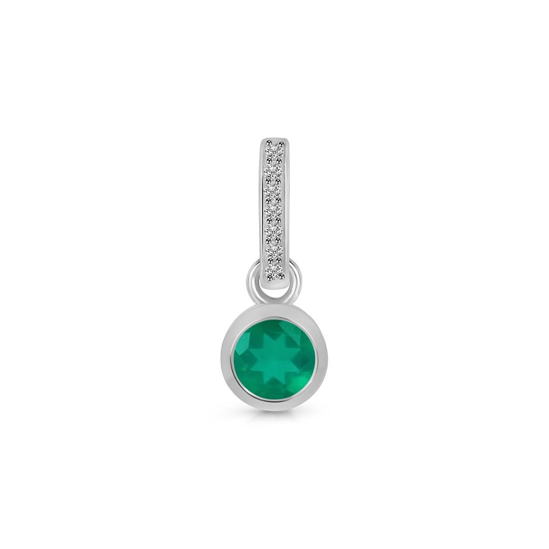 Green Onyx & White Topaz Pendant-(GRO-SP-957.)