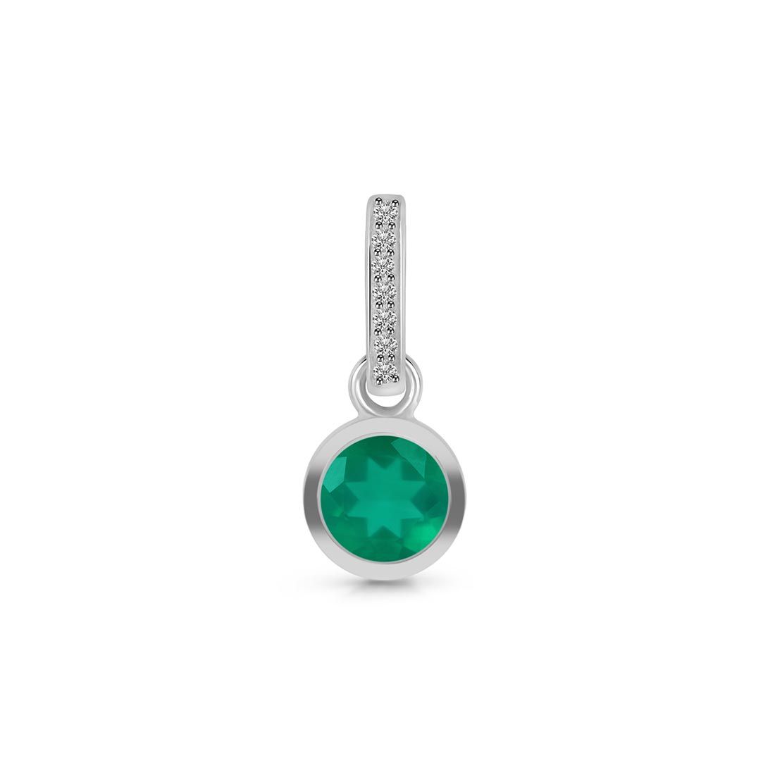 Green Onyx & White Topaz Pendant-(GRO-SP-958.)