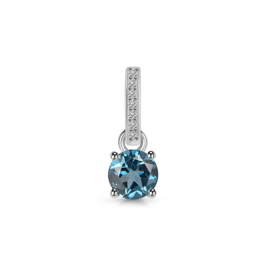 London Blue Topaz & White Topaz Pendant-(LBTZ-SP-543.)