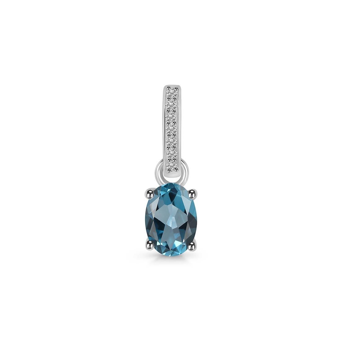 London Blue Topaz & White Topaz Pendant-(LBTZ-SP-915.)